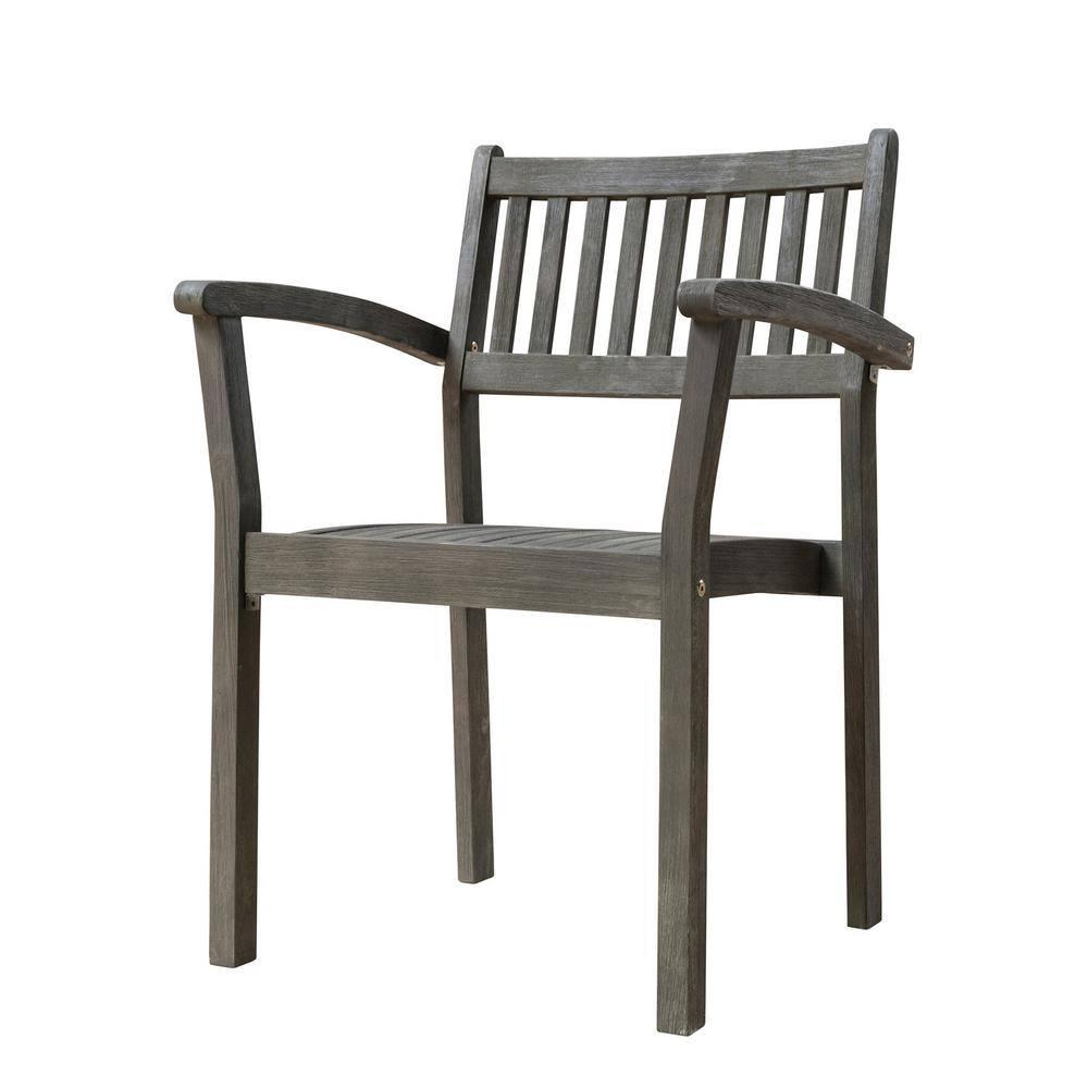 Elegant Hand-Scraped Acacia Wood Outdoor Stacking Armchair Set