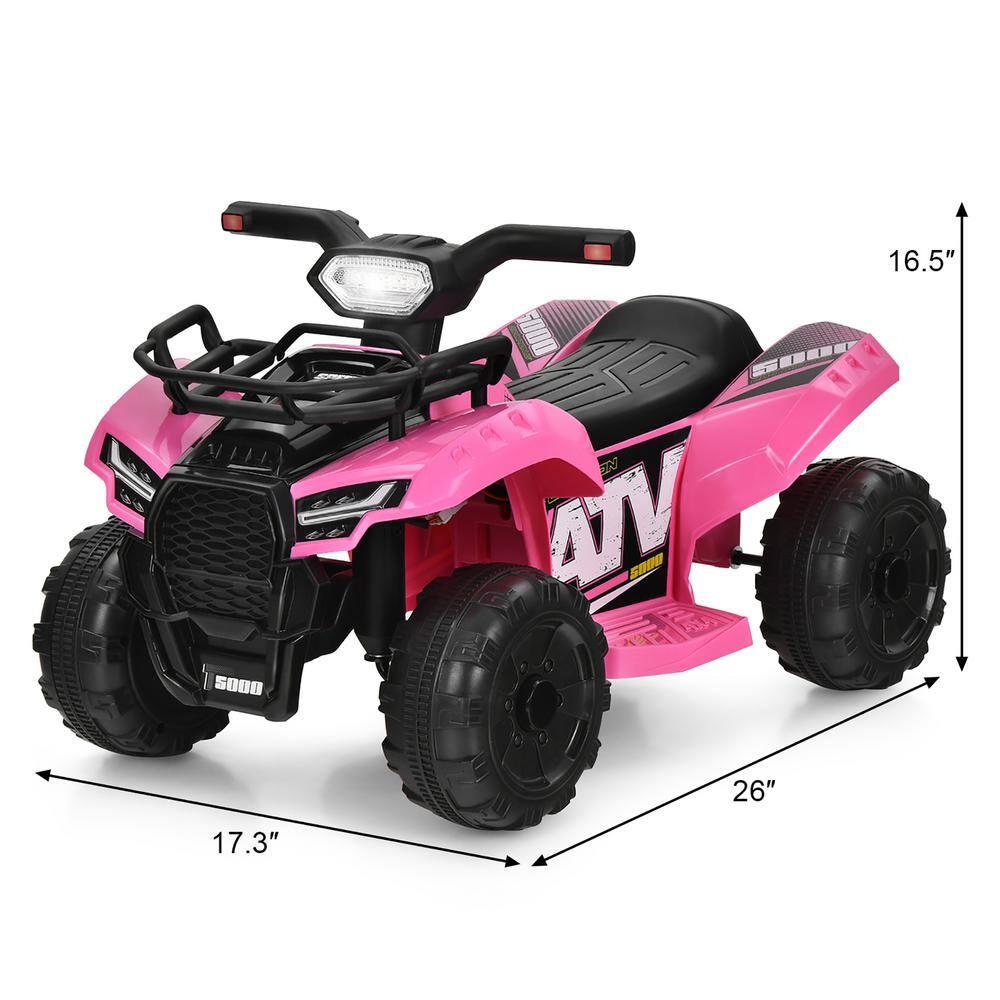 Costway 6V Kids ATV Quad Electric Ride On Car Toy Toddler with LED Light MP3 Pink