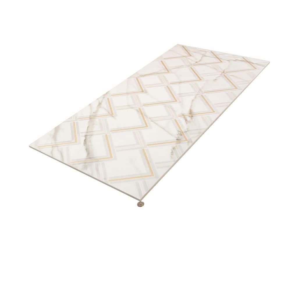 Strata 24 X 48 In. Polished White And Gold Porcelain Large Format Wall Tile (7.75 Sq Ft/Case) - 1 Pack