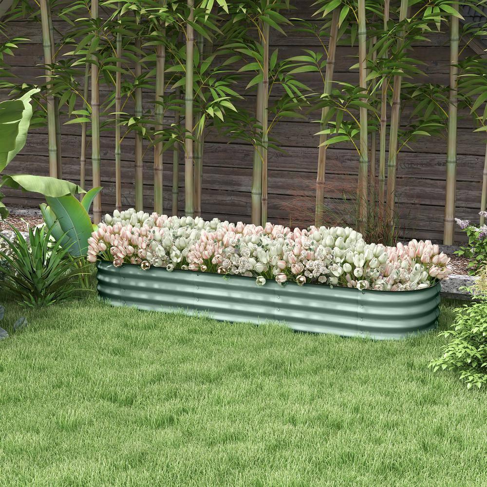 Galvanized Raised Garden Bed Kit, Outdoor Metal Elevated Planter Box with Safety Edging, Easy DIY Stock Tank for Growing Flowers, Herbs & Vegetables(6.4' x 2' x 1')