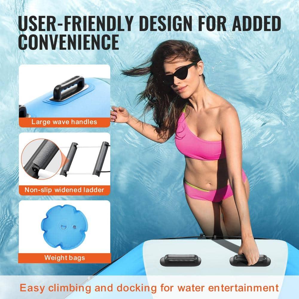 VEVOR Inflatable Water Bouncer, 10ft Recreational Water Trampoline, Kids Adults Floating Rebounder for Pool, Lake, Water Sports