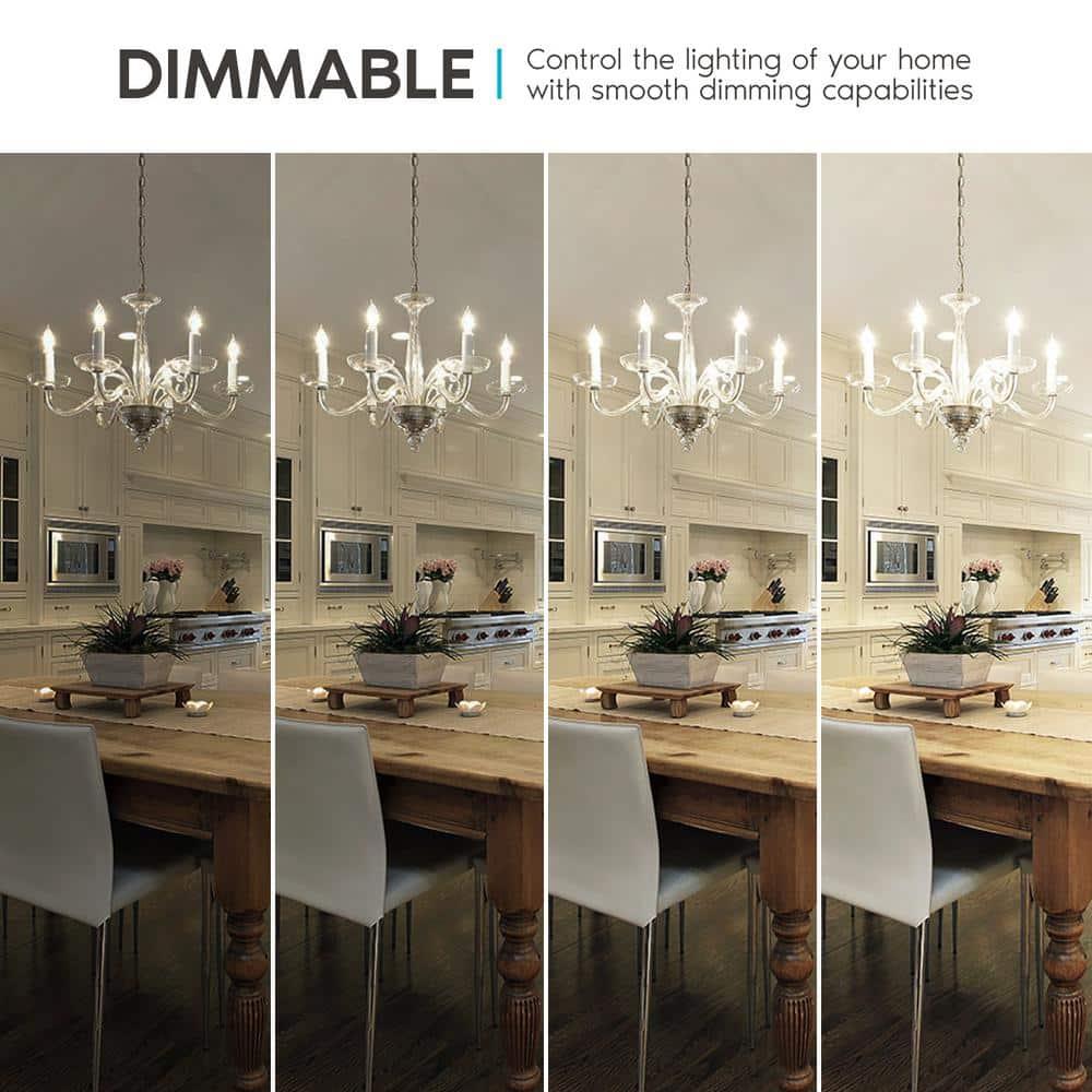 Luxrite 4W E12 Vintage Candelabra Dimmable LED Light Bulbs, 40W Equivalent 400 Lumens, 4000K Cool White, Flame Tip, 24-Pack