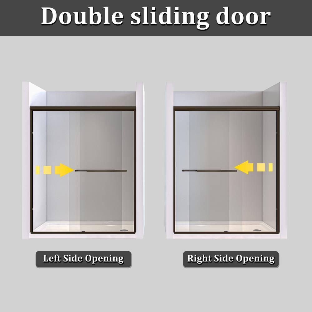 Waterpar WP1186072ORB 56''-60'' W x 72'' H Door Semi-Frameless Shower Door with Two Handles and Clear Glass