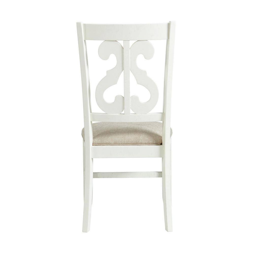 Picket House Furnishings Stanford Wooden Swirl Back Side Chair Set in White