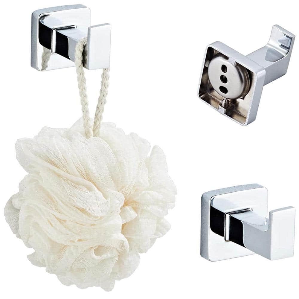 Chrome Bathroom Hardware Set 4 Pieces,Bathroom Accessories Set Stainless Steel Wall Mounted, Hand Towel Bar, Towel Ring, Robe Towel Hooks,Toilet Paper Holder,Towel Bar Set, 23.6 Inch