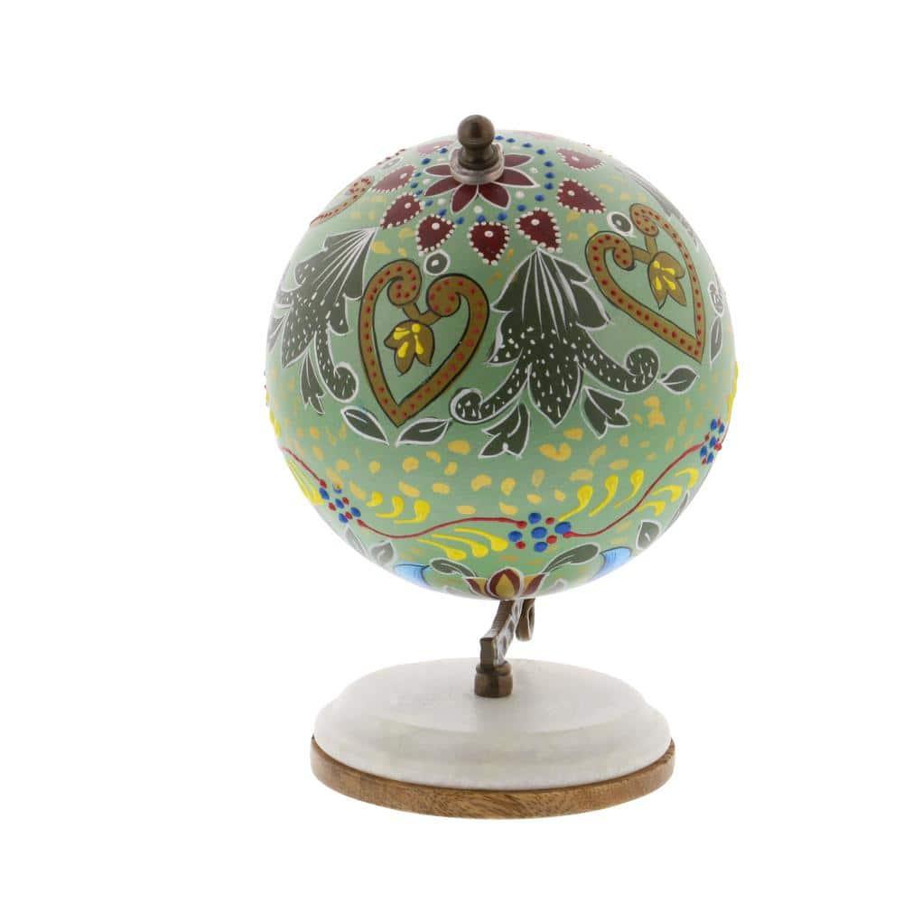 Decmode Modern 7 Inch Resin And Wood Decorative Lattice Globe, Multicolor