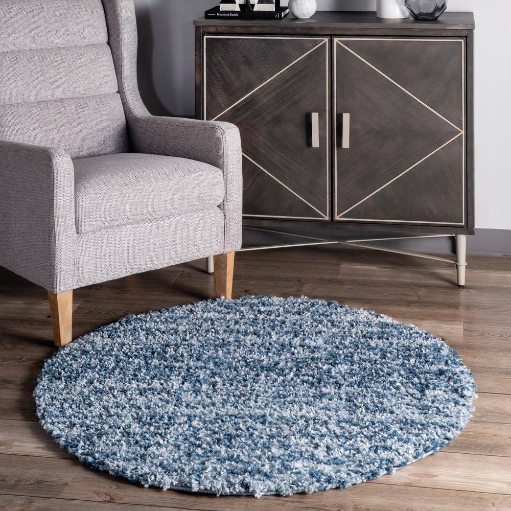 Nuloom Brooke Solid 2x8 Runner Shag Indoor Area Rug for Living Room Bedroom Dining Room Nursery Entryway Hallway, Blue/Ivory