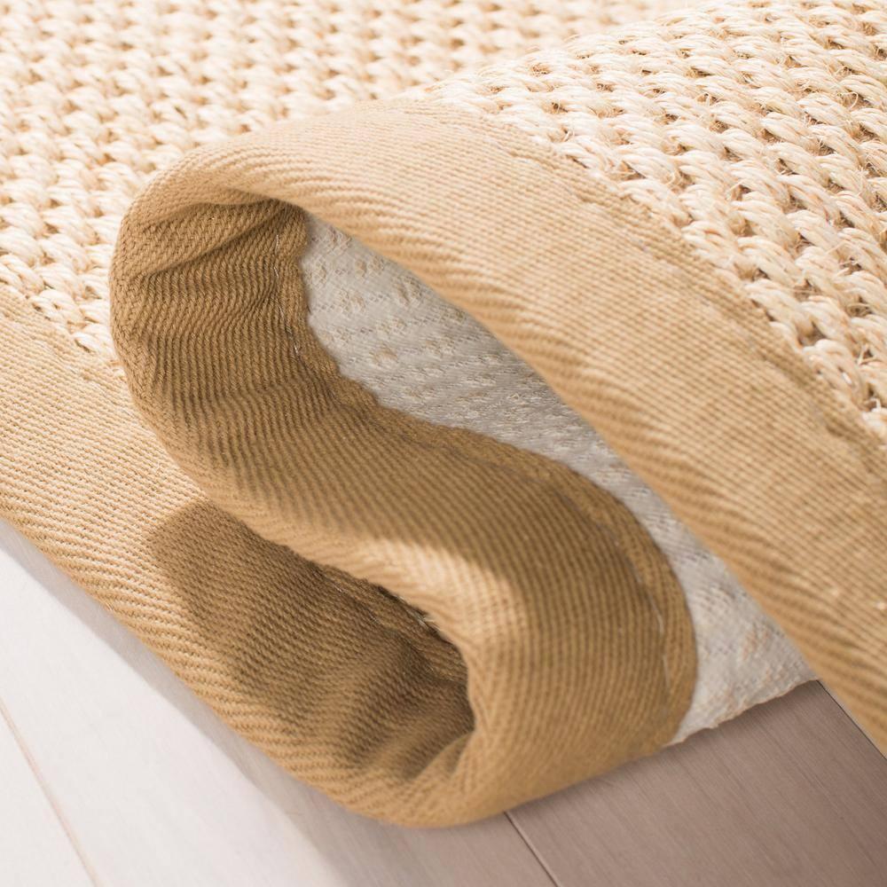 SAFAVIEH Natural Fiber Jovana Border Seagrass Area Rug, Maize/Linen, 9' x 12'