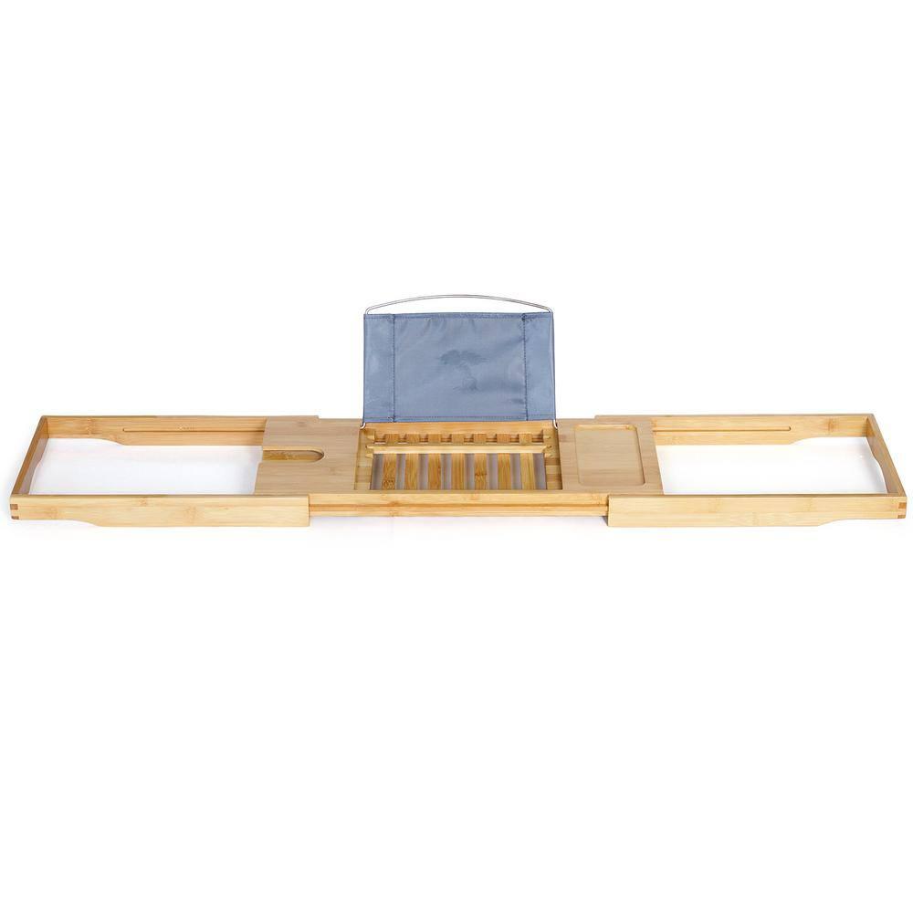 ToiletTree Products Bamboo Bathtub Caddy with Extending Sides and Adjustable Book Holder
