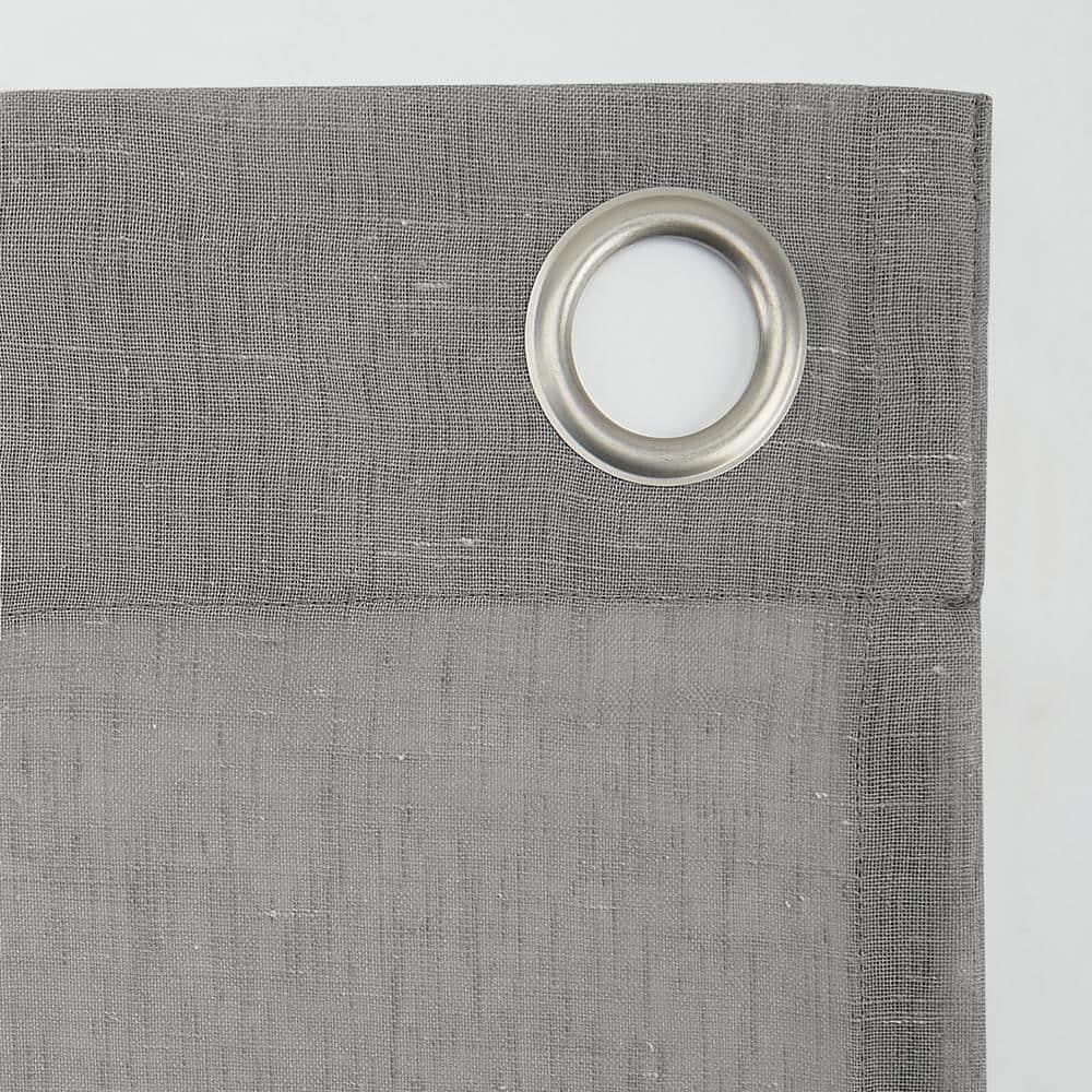 63"x52" Slub Textured Linen Blend Grommet Top Curtain Gray - Archaeo: Light Filtering Panel, Modern Indoor Decor