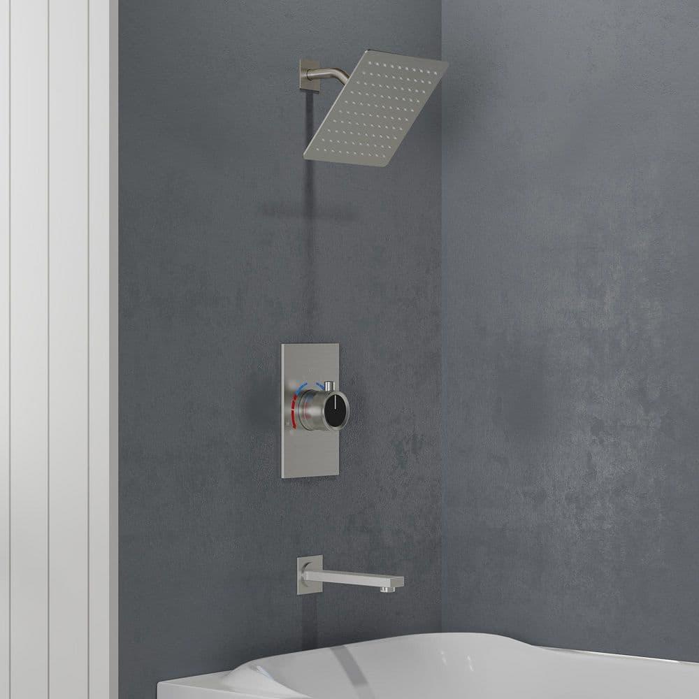 AquaSpa Shower Faucet Set with Tub Spout, 8-Inch Rain Shower Head with Valve