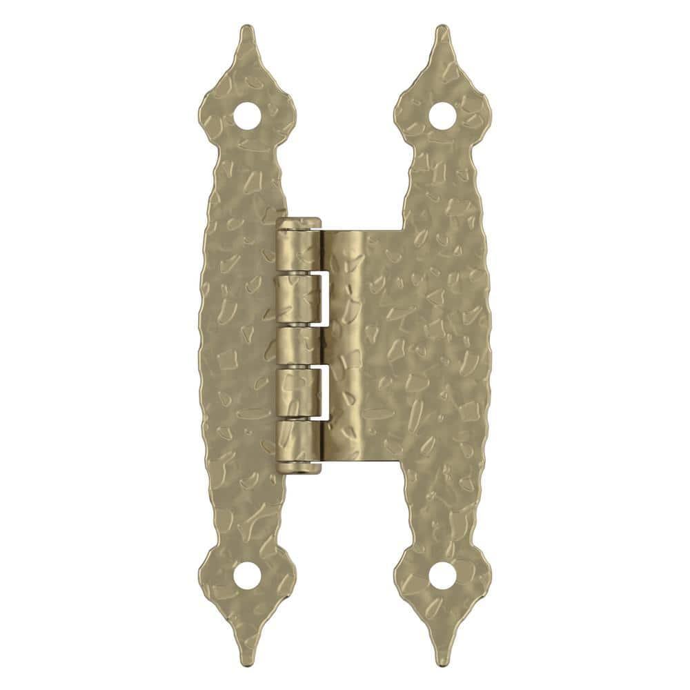 Amerock 3/8in (10mm) Offset Non-Self Closing Face Mount Golden Champagne Cabinet Hinge - 1 Pair