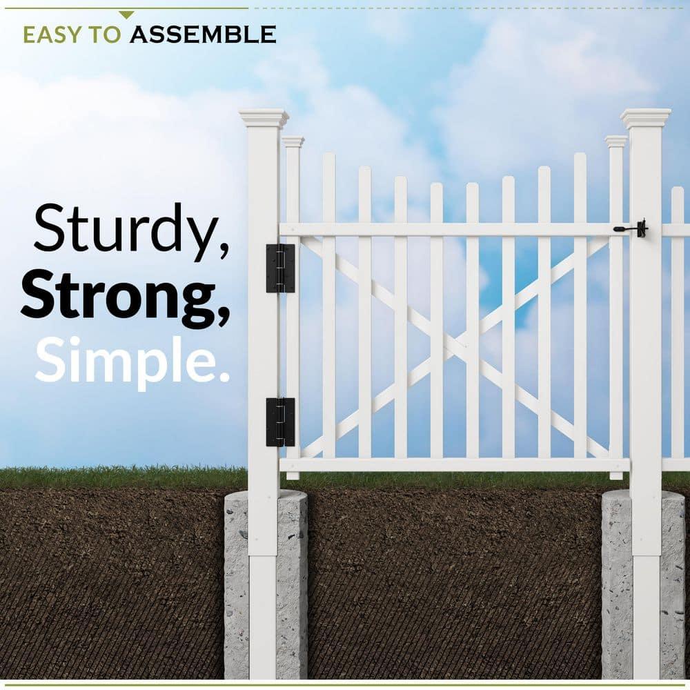 Zippity Outdoor Products 3.8ft H x 4.1ft W (1 Gate) Zippity Manchester Gate Kit, White Vinyl Picket Fence Gate Kit for Manchester Fence Panels, Gate for Backyard, Patio, Outdoor, & Garden Fence, ZP19019