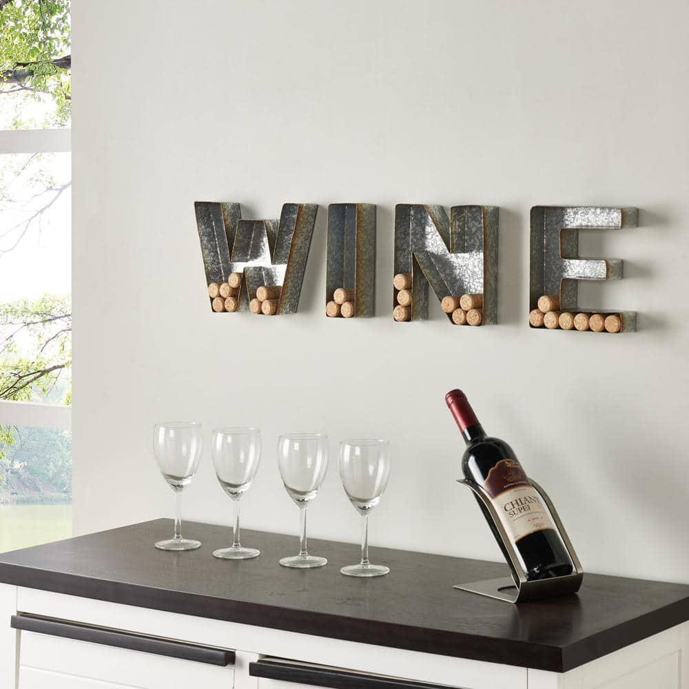 Danya B Galvanized Wall Mount Wine Letter Cork Holder