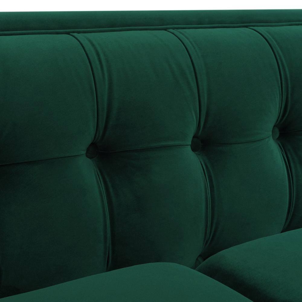Jack 84" Velvet Tufted Tuxedo Sofa Double Cushion in Evergreen