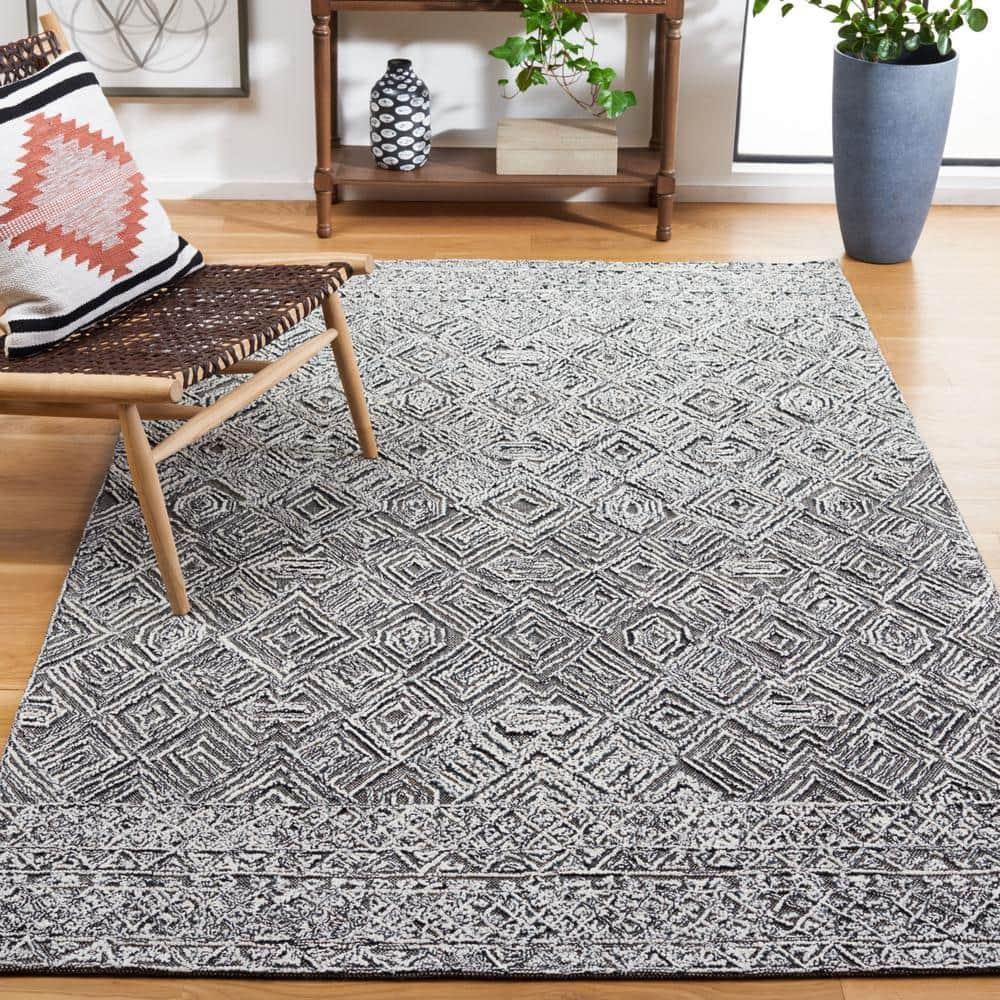 Textural TXT201 Hand Tufted Indoor Area Rug - Black/Ivory - 8'x10' - Safavieh