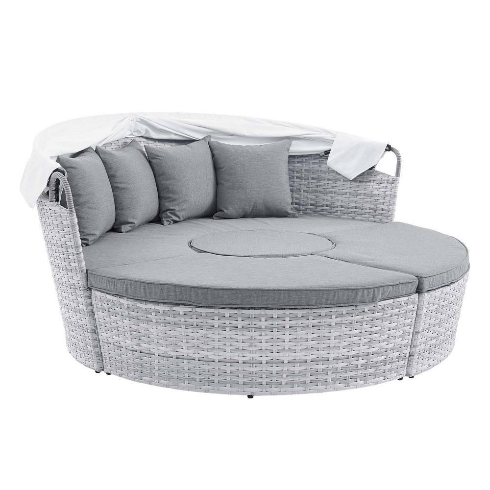 Modway Scottsdale Aluminum and Fabric Canopy Patio Daybed in Light Gray