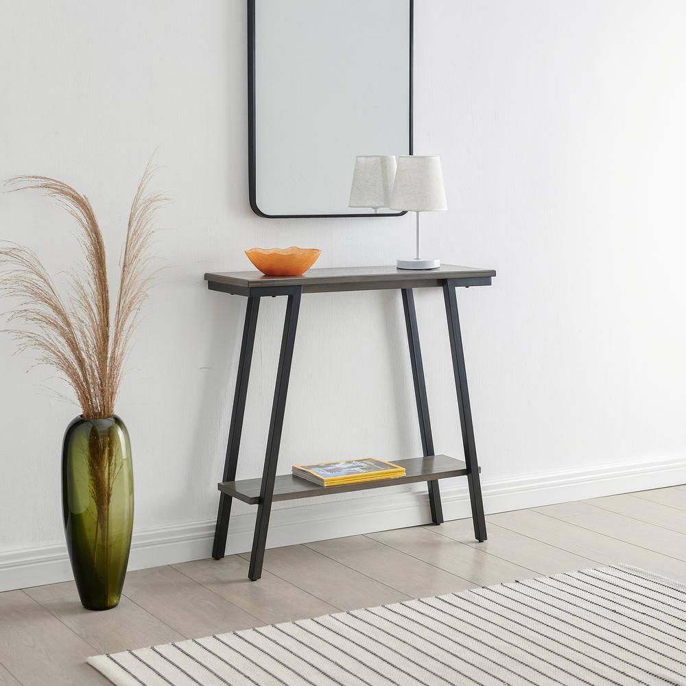 Leick Home 214338 Empiria Wood Console Table with Metal Frame for Living Room Entryway Bedroom, Gray