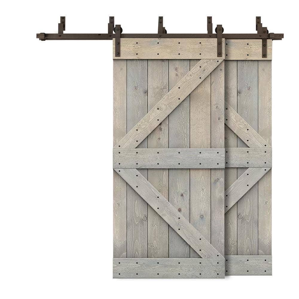 Calhome 84'' Solid Wood Paneled Painted with Installation Hardware Kit Barn Door
