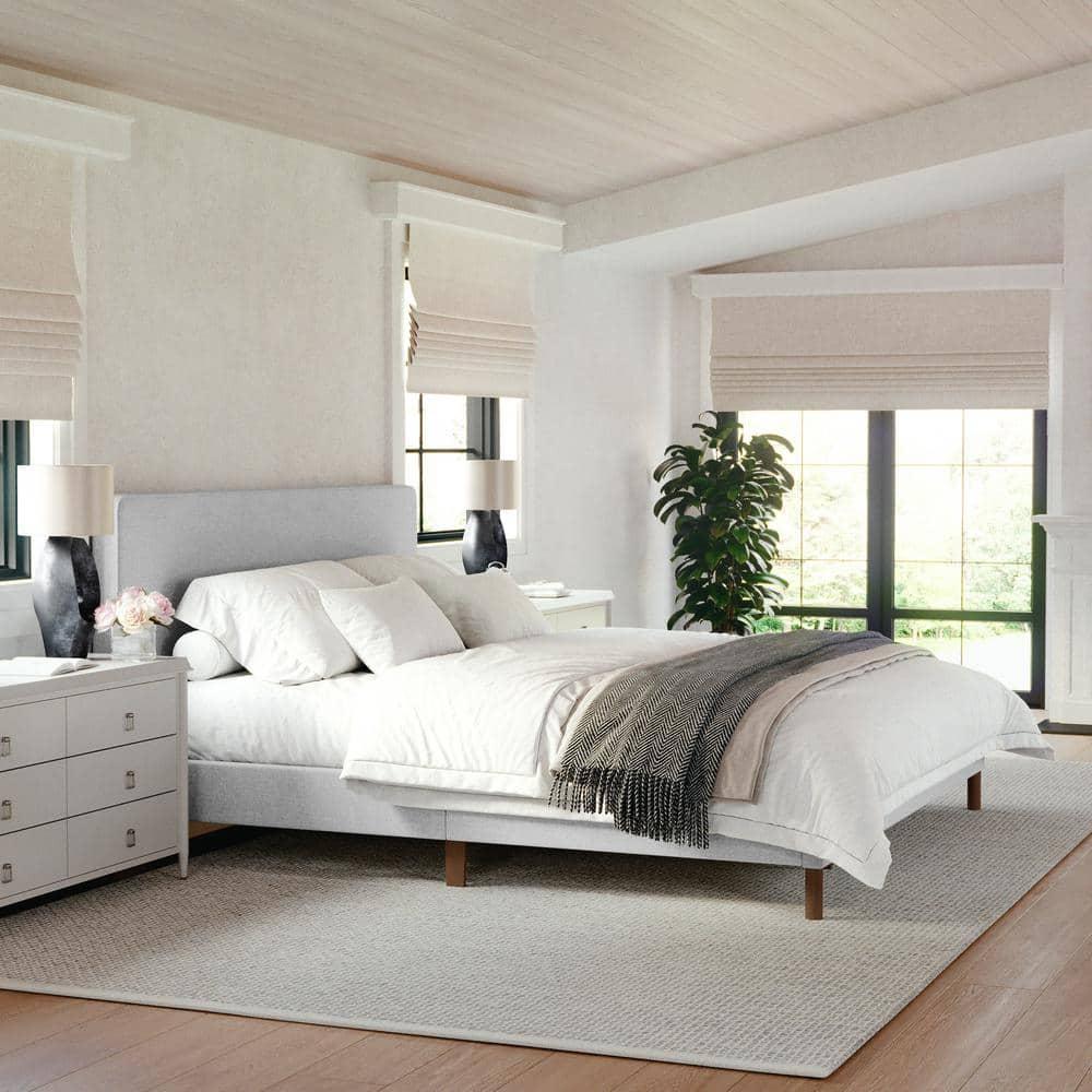 Martha Stewart Martha Stewart Britta Upholstered Platform Bed With Piped Detail Headboard