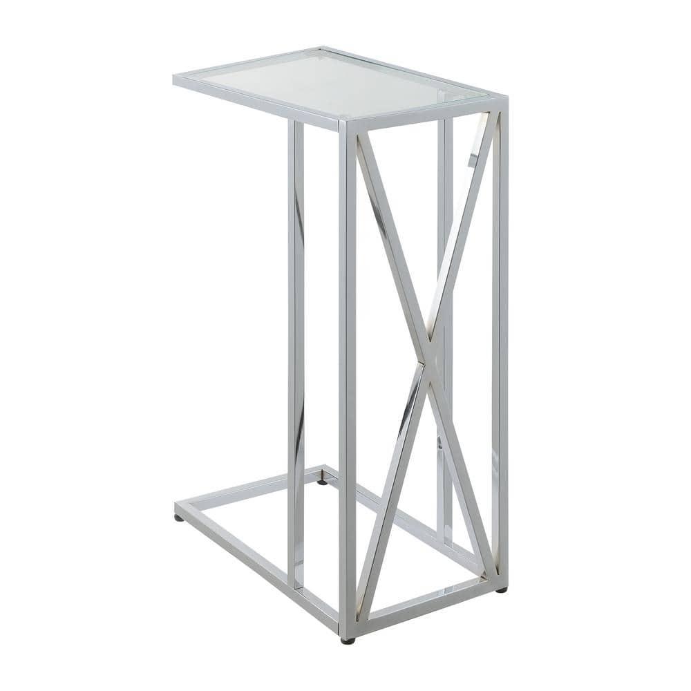 Convenience Concepts Oxford Chrome Glass C End Table in Glass & Chrome Frame