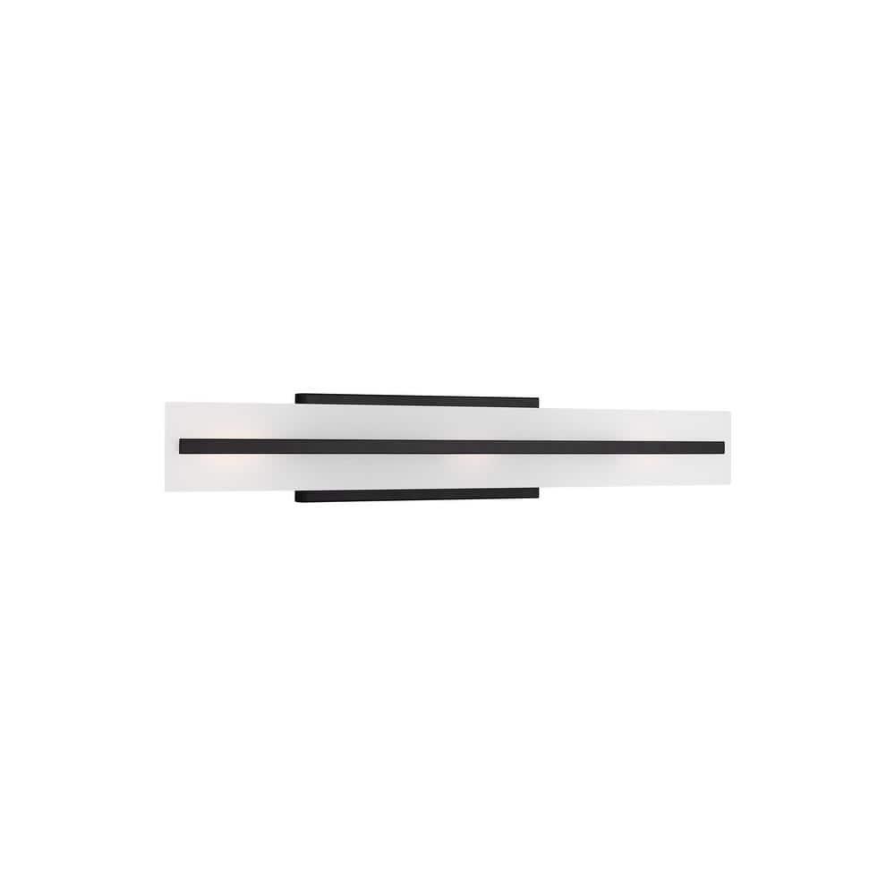 Midnight Black Satin Etched Glass 3-Light Vanity Fixture