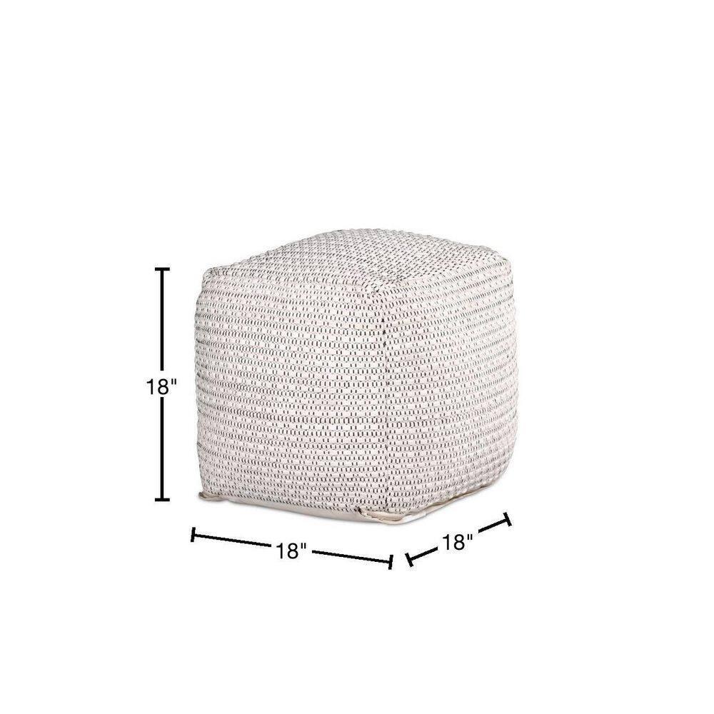 Hakim Square Handwoven Pouf Ivory - Steve Silver Co.: Wool & Cotton, No Assembly Required