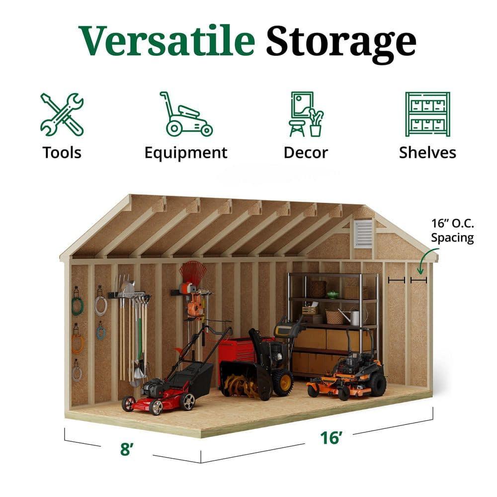Little Cottage Co. 8x16 Colonial Pinehurst Shed with Operable Window, Outdoor Wood Storage Do-It-Yourself Precut Kit