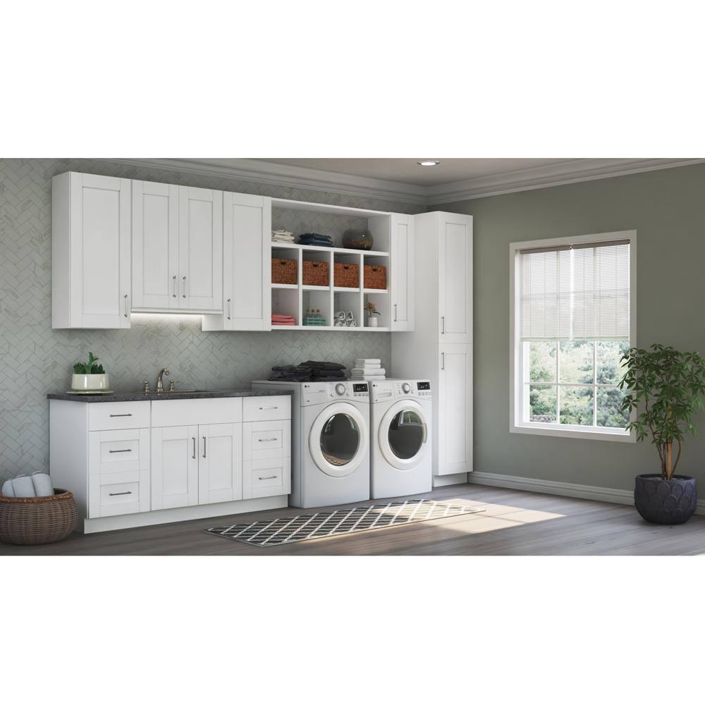 Shaker 36 in. W x 24 in. D x 34.5 in. H Ready to Assemble Corner Sink Base Kitchen Cabinet in Satin White without Shelf