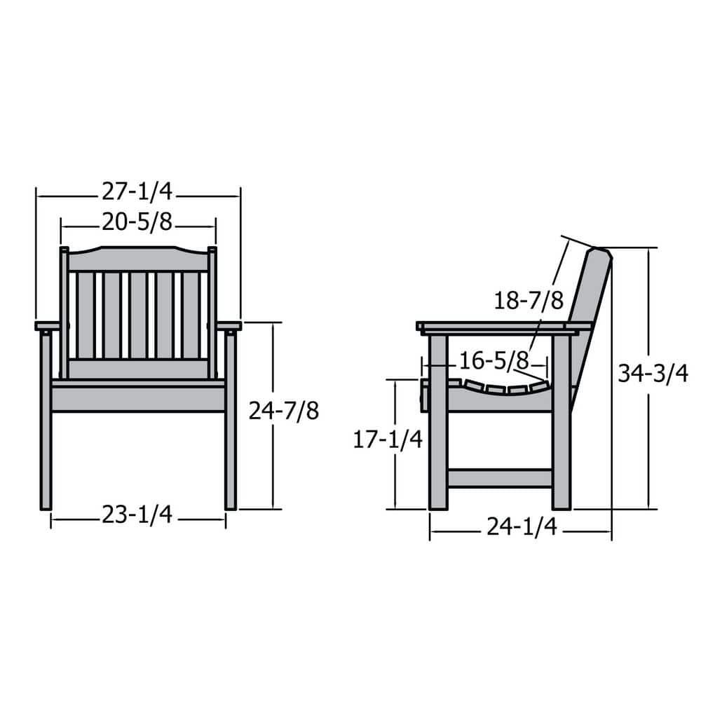 Lehigh Garden Patio Chair Weathered Acorn - highwood: Durable Outdoor Seating, Fade-Resistant
