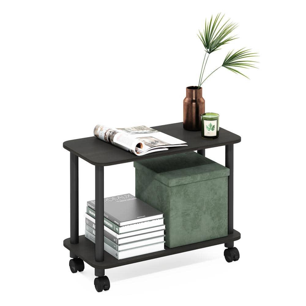 Furinno Turn-N-Tube Modern Rectangle End Table, Side Table with Casters, Espresso/Black