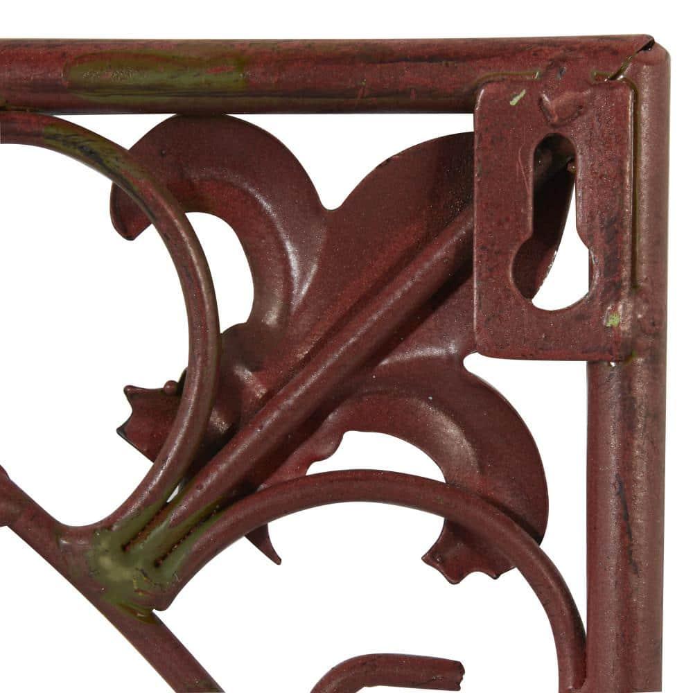 DecMode Rustic Brown Square Metal Wall Décor Set of 4 14"W x 14"H