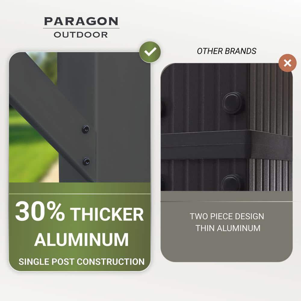 Paragon-Outdoor Florence 11 ft. x 11 ft. Aluminum Pergola in Gray Powder-Coated Finish with Adjustable Canopy