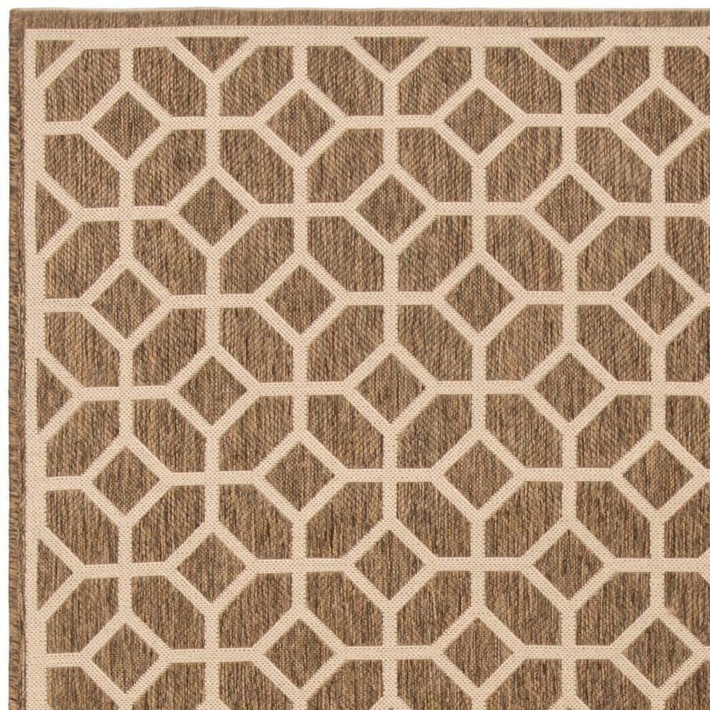 SAFAVIEH Beach House Kadri Geometric Indoor/Outdoor Area Rug, Beige/Cream, 5'3" x 7'6"