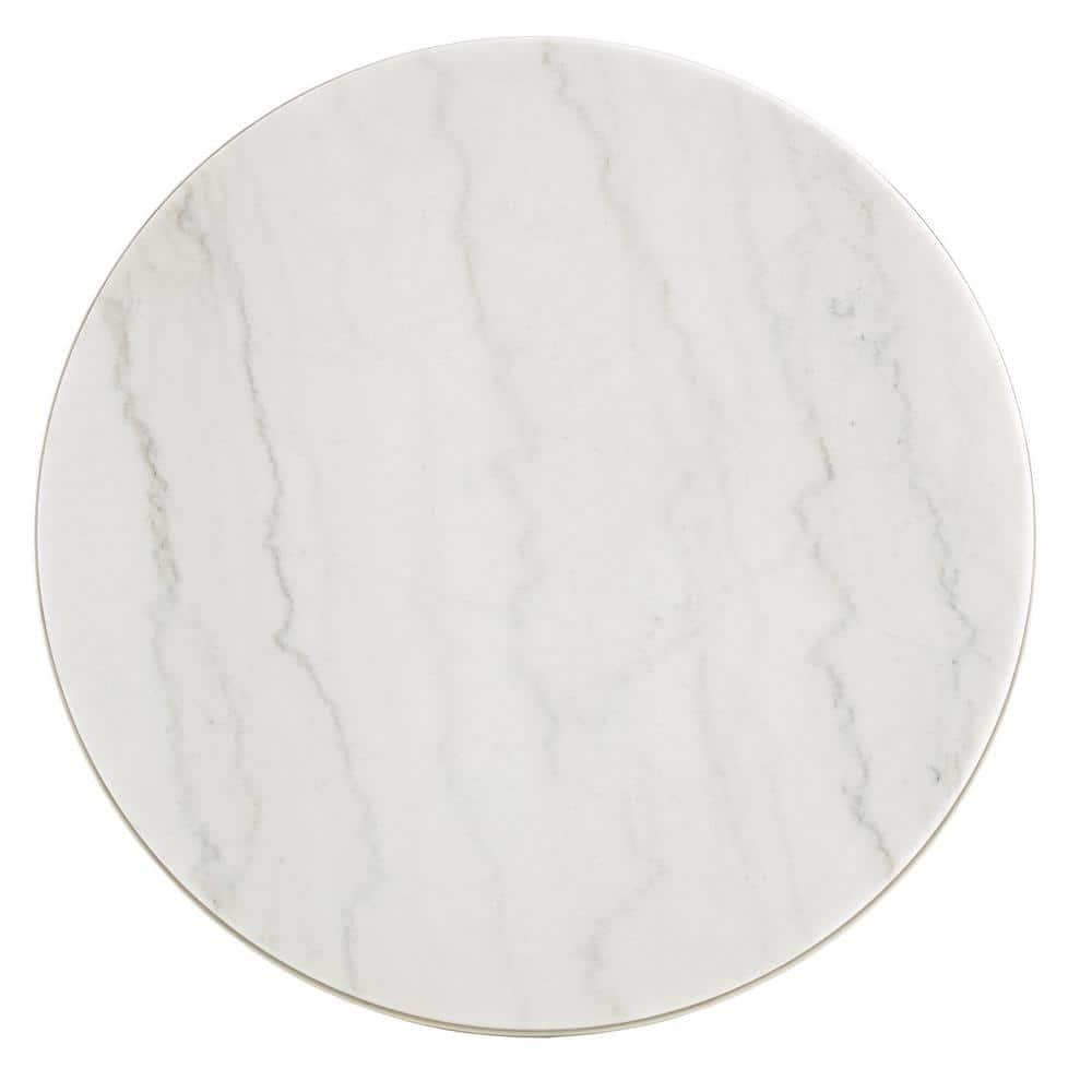 Weston Home Timo Champagne Silver Finish Round Marble Top Coffee Table