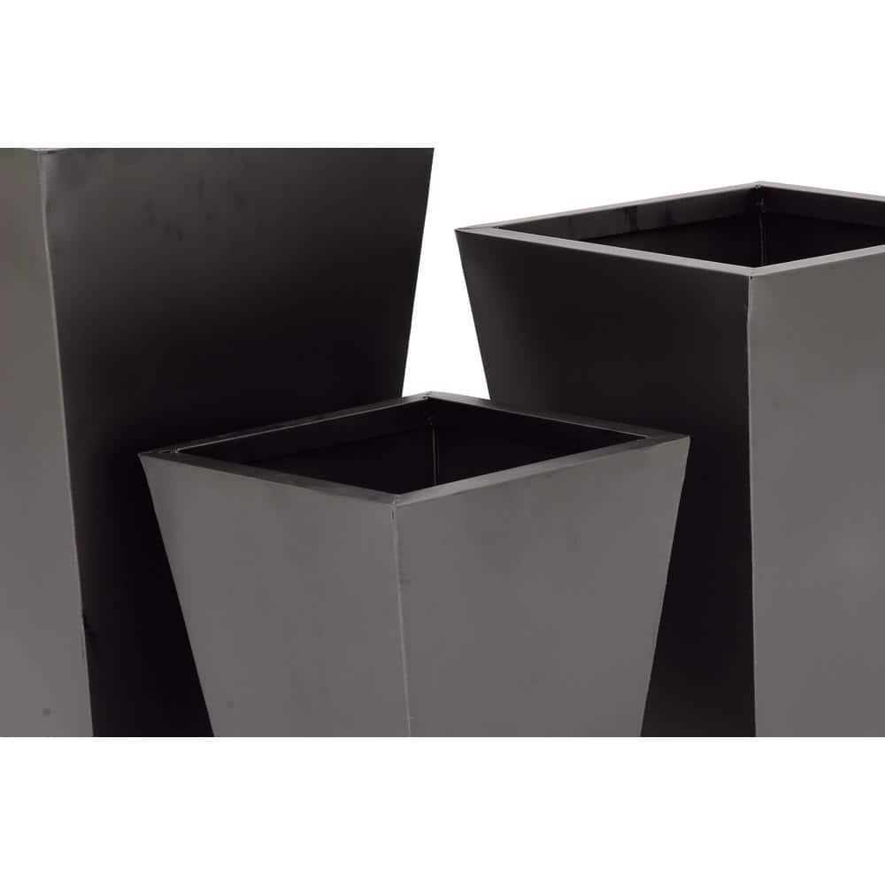 Set of 3 Modern Trapezoidal Iron Planters - Olivia & May: Indoor/Outdoor Freestanding Decor, No Drainage