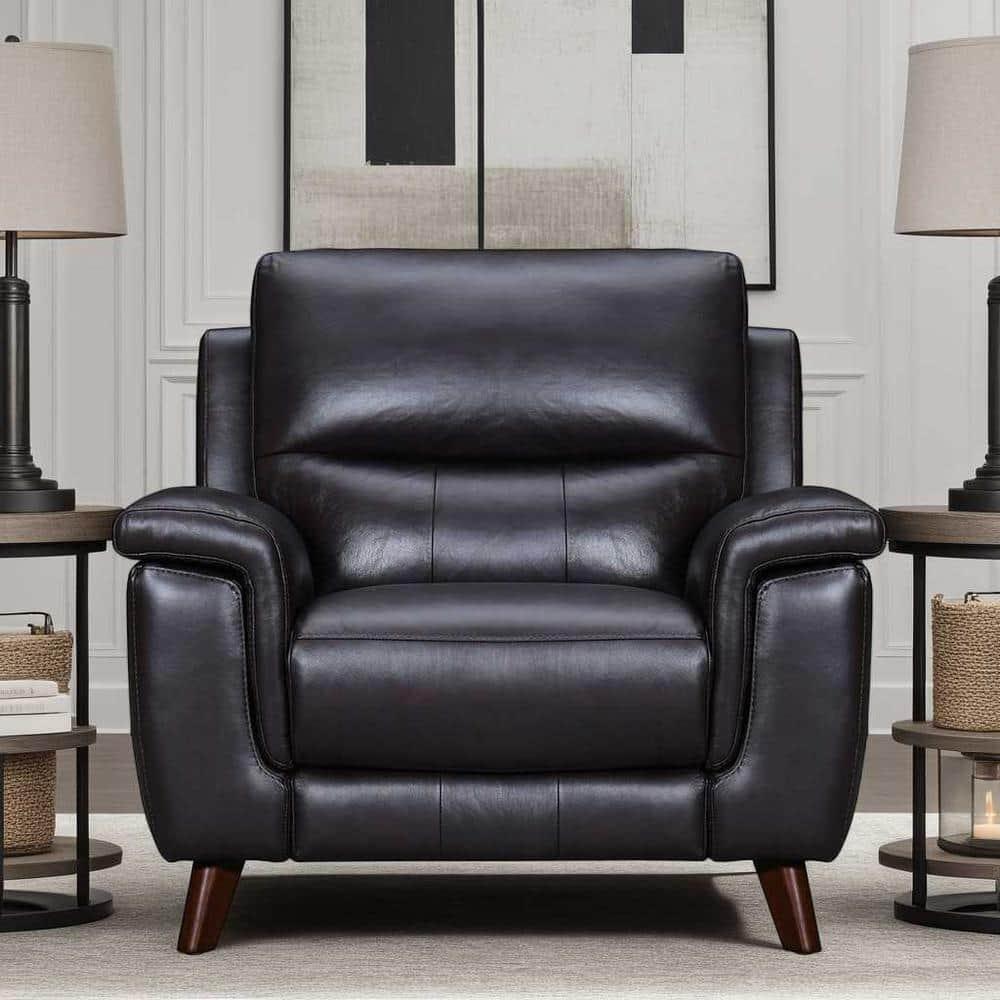 Armen Living Lizette 40" Leather Power Recliner with USB in Brown