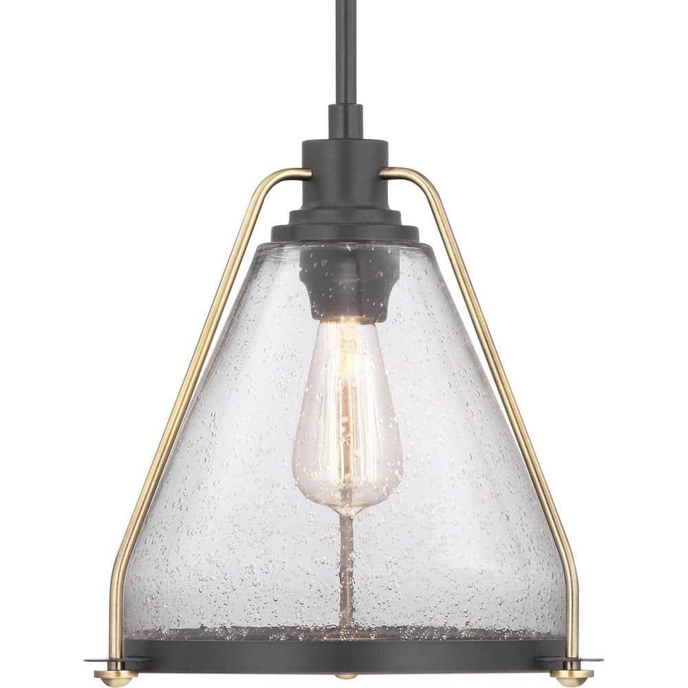 Progress Lighting, Range Collection, 1-Light Wall Sconce, Antique Bronze, Clear Seeded Glass Shade