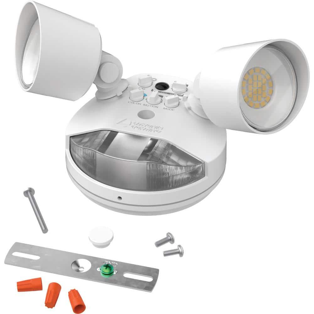 Lithonia Lighting 2 - Head Hardwired Dusk to Dawn Outdoor Security Flood Light with Motion Sensor