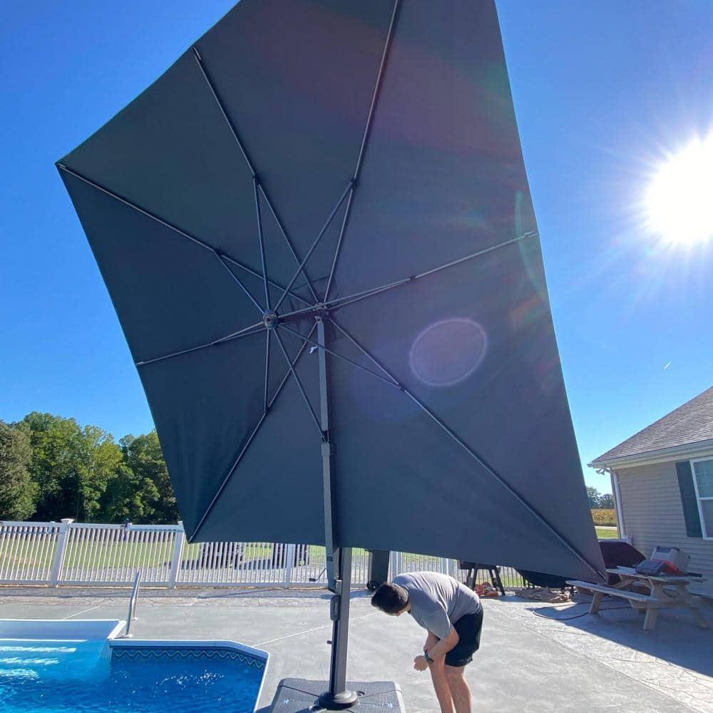 PURPLE LEAF 9' X 12' Rectangle Patio Umbrella Large Cantilever Outdoor Aluminum Offset Umbrella with 360-degree Rotation for Garden Deck Backyard Pool, Grey