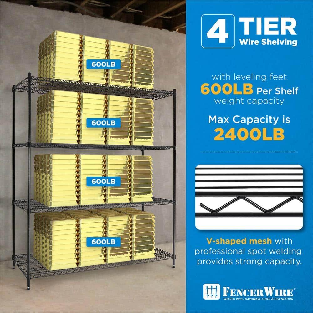 CAPHAUS 4-Tier Commercial Grade Heavy Duty Adjustable Height Wire Shelving w/ Wheels & Leveling Feet, Storage Metal Steel Shelf, Garage Shelving Storage, Utility Wire Rack Storage Shelving Unit