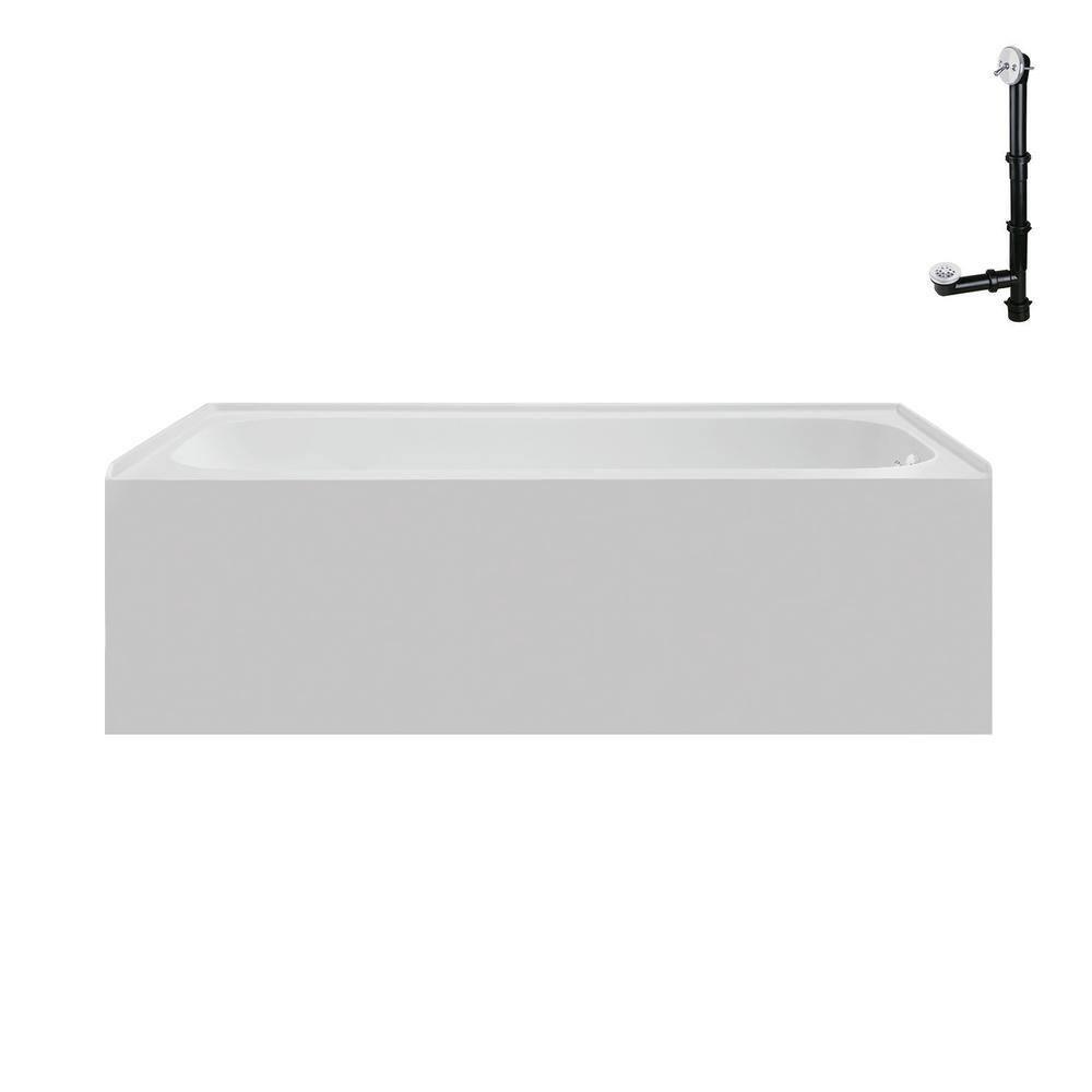 Streamline 60 in. x 30 in. Acrylic Right-Hand Drain Alcove Bathtub in Glossy White With External Drain