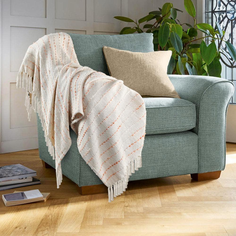 Deep Ombre Striped Handmade Woven Throw Blanket with Fringe