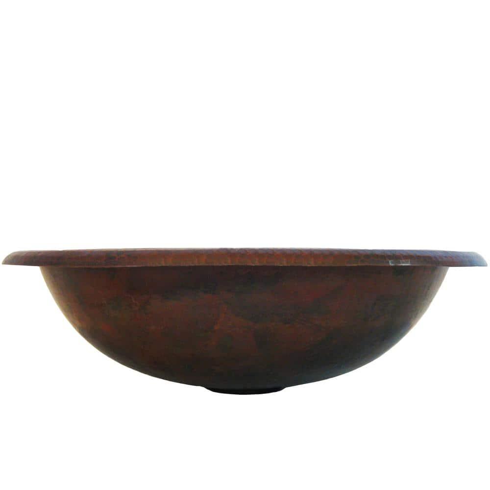 Novatto 11'' Antique Hammered Copper Copper Oval Bathroom Sink