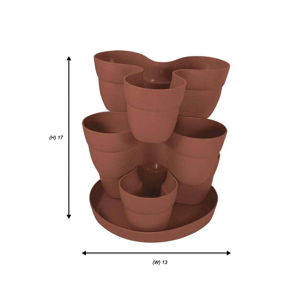 Bloomers Stackable Flower Tower Planter â Holds up to 9 Plants â Great Both Indoors and Outdoors â Terracotta
