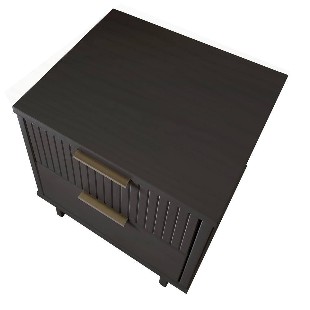Manhattan Comfort Granville Engineered Wood Nightstand 2.0 in Dark Gray