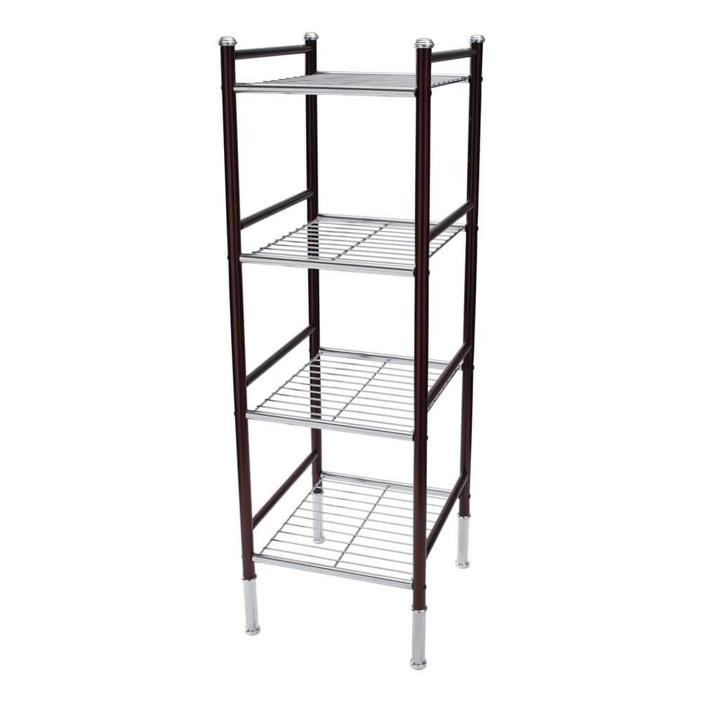 4 Tier Duplex Line Storage Tower Black - Organize It All: Metal Frame, Universal Shelving Unit, Easy to Assemble