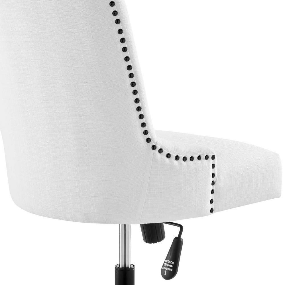 Empower Channel Tufted Fabric Office Chair Black/White - Modway: Armless, with Wheels, Adjustable Height