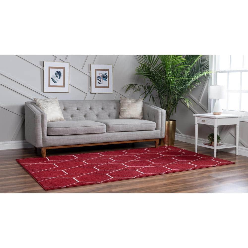 Unique Loom 8' 0 x 10' 0 Trellis Frieze Geometric Red Area Rug