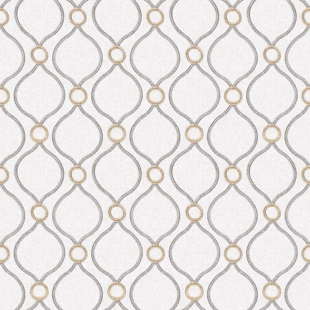 Surface Style - Peel and Stick Wallpaper, Geometric Wallpaper for Bedroom, Powder Room, Kitchen, Self Adhesive, Vinyl, 30.75 Sq Ft Coverage (Curveball Collection, Platinum)